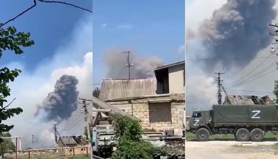 Έκρηξη σε αποθήκη πυρομαχικών στην Κριμαία © Twitter / Printscreen