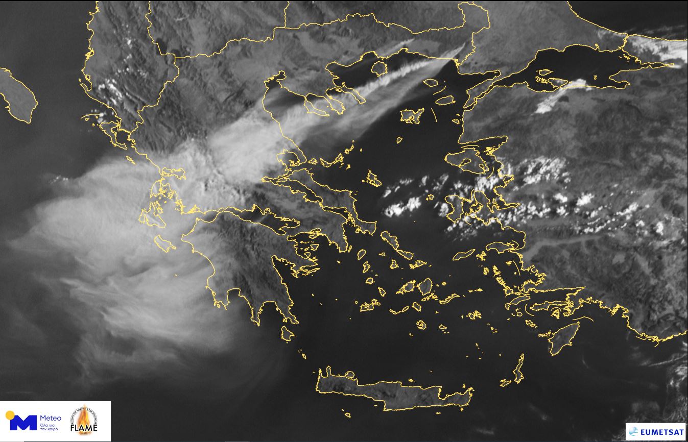 Εικόνα του δορυφόρου METEOSAT-11 το πρωί (08:40) της Τρίτης 22 Αυγούστου 2023 © Meteo