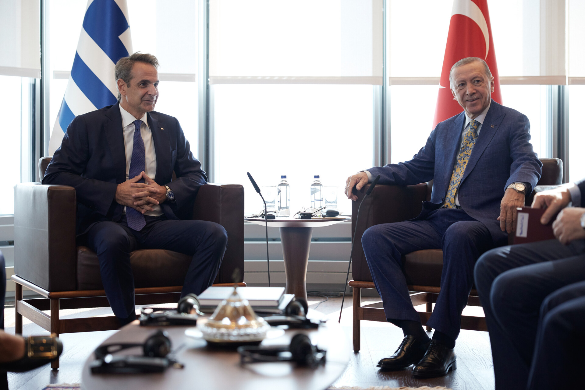 Συνάντηση του Πρωθυπουργού Κυριάκου Μητσοτάκη με τον Πρόεδρο της Τουρκίας Ρετζέπ Ταγίπ Ερντογάν στα πλαίσια της Γενικής Συνέλευσης του ΟΗΕ. © Γραφείο Τύπου Πρωθυπουργού