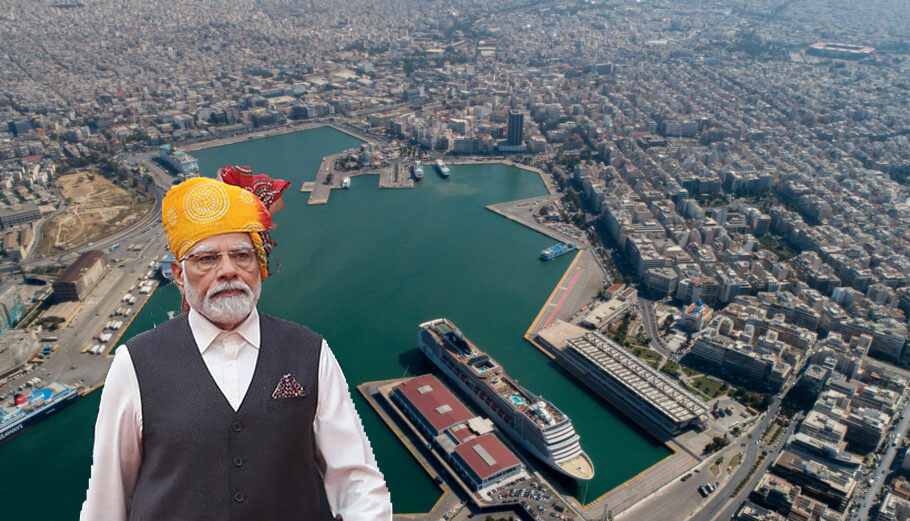 Ο Ινδός πρωθυπουργός με φόντο τον ΟΛΠ © Eurokinissi / EPA/HARISH TYAGI / PowerGame.gr