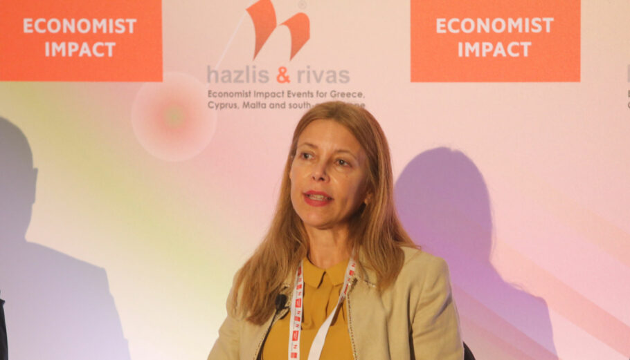 Η Γιάννα Ανδρονοπούλου της Microsoft Ελλάδος στο The Third Thessaloniki Metropolita Summit© The Economist Impact Events
