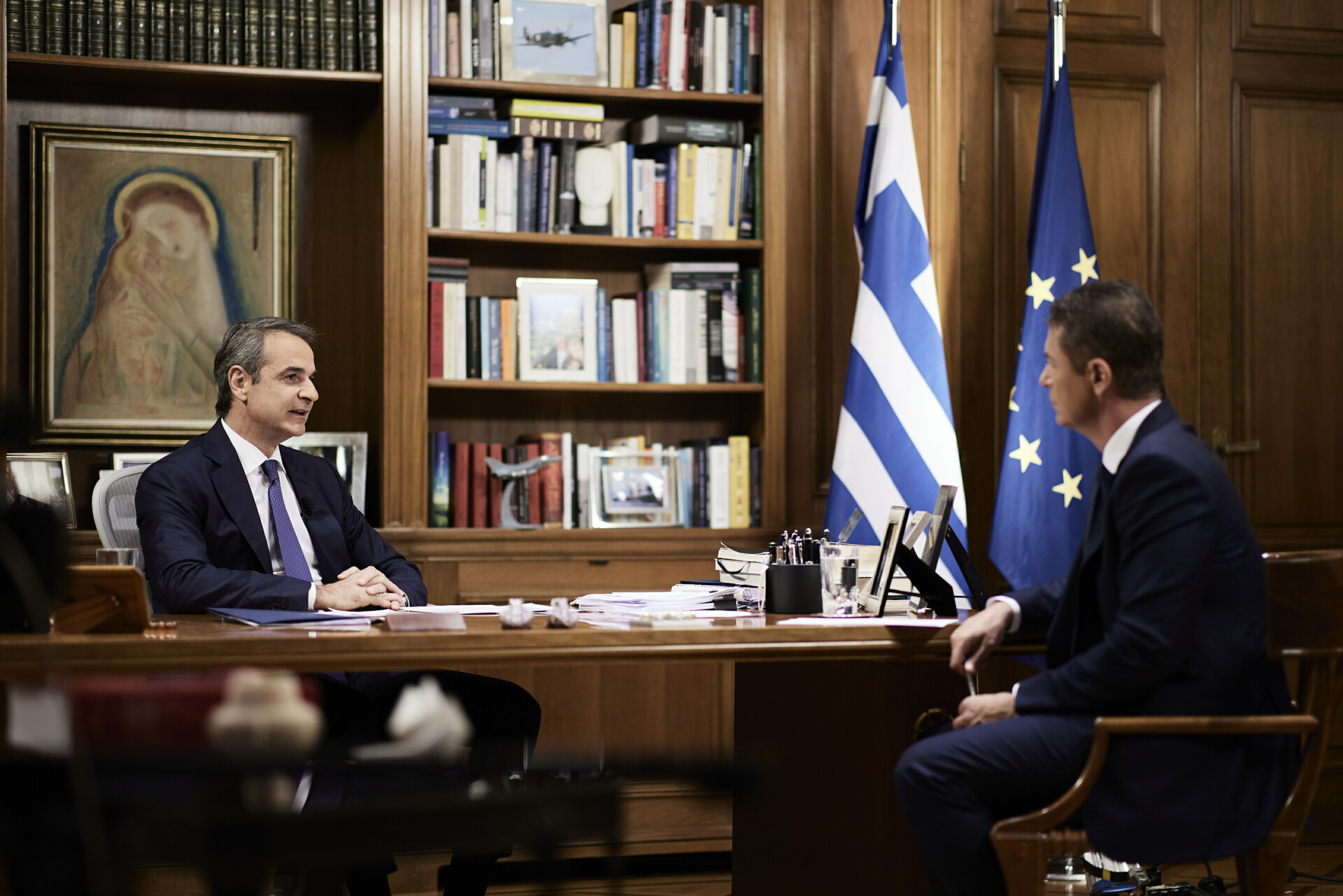 Συνέντευξη του Κ. Μητσοτάκη στον Αντ. Σρόιτερ © Γραφείο Τύπου Πρωθυπουργού