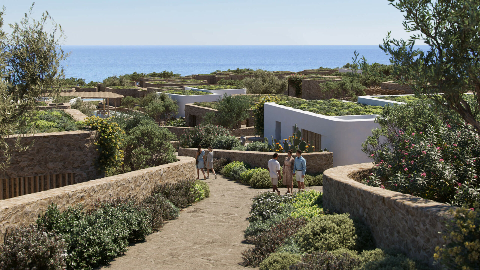 Slow Living Resort in Cyclades©3d visualization: Batis Studio 