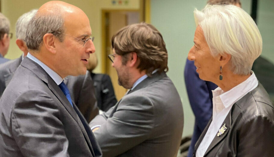 Ο υπουργός Εθνικής Οικονομίας και Οικονομικών Κωστής Χατζηδάκης και η Πρόεδρος της ΕΚ Κριστίν Λαγκάρντ στις συνεδριάσεις του Eurogroup και του ECOFIN©ΔΤ