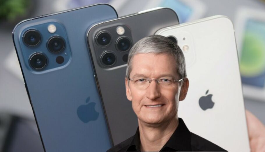 Τιμ Κουκ, CEO της Apple, και iphones © Unsplash/Apple.com/Powergame.gr