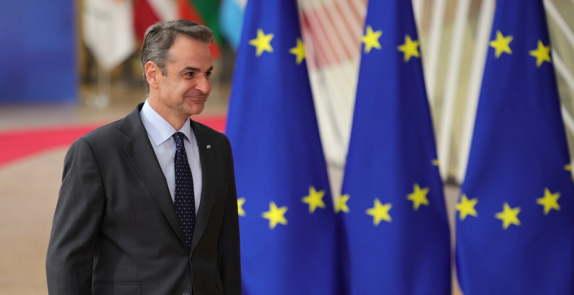 Ο πρωθυπουργός Κυριάκος Μητσοτάκης στη Σύνοδο Κορυφής της ΕΕ©EPA/ OLIVIER MATTHYS