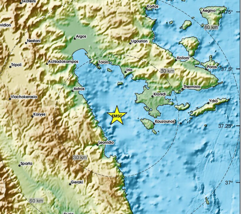 Το επίκεντρο της δόνησης © emsc-csem.org/