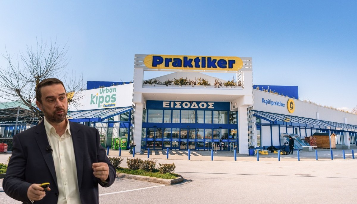 Ο Διευθύνων Σύμβουλος της Praktiker Δημήτρης Γαλάνης με φόντο ένα κατάστημα © Praktiker / PowerGame.gr