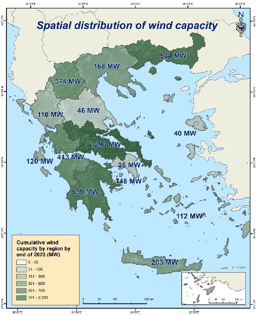 Ο χάρτης με τα αιολικά πάρκα στην Ελλάδα © ΕΛΕΤΑΕΝ