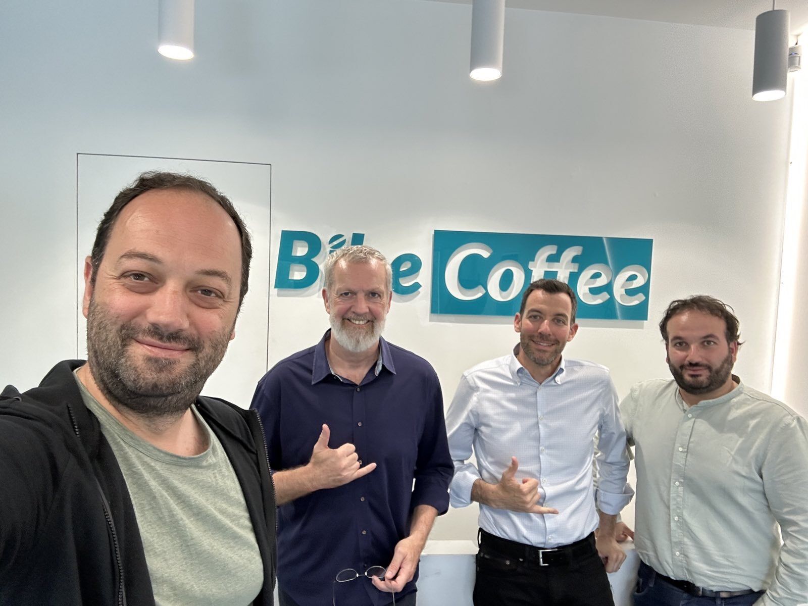Ο Lars Rasmussen και οι ιδρυτές της Bibe Coffee © LinkedIn / Lars Rasmussen