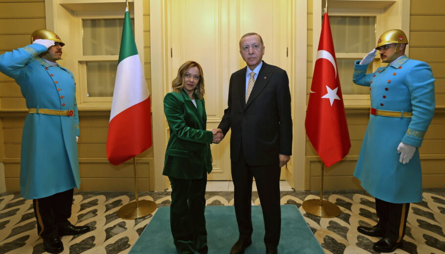 Τζόρτζι Μελόνι και Ρετζέπ Ταγίπ Ερντογάν © EPA/TURKISH PRESIDENT PRESS OFFICE