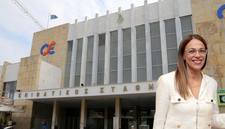 Η διευθύνουσα σύμβουλος της ΓΑΙΑΟΣΕ, η Ιωάννα Δούνια με φόντο τον Επιβατικό σταθμό Θεσσαλονίκης © Eurokinissi / patt.gov.gr / powergame.gr