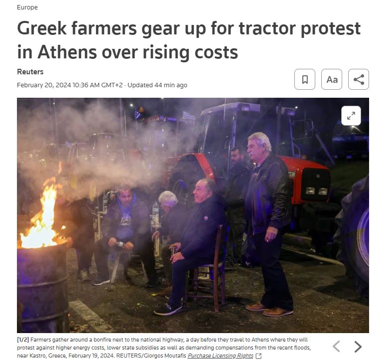 Το αφιέρωμα του Reuters στους Έλληνες αγρότες