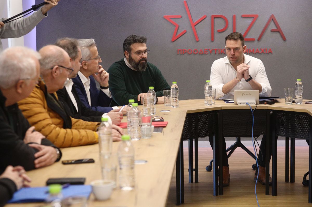 Συνάντηση του προέδρου του ΣΥΡΙΖΑ - Προοδευτική Συμμαχία Στέφανου Κασσελάκη με το προεδρείο της Γ.Σ.Ε.Ε. © ΓΙΑΝΝΗΣ ΠΑΝΑΓΟΠΟΥΛΟΣ/EUROKINISSI