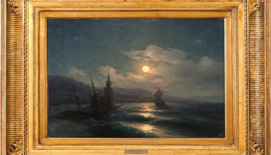 O πίνακας του Αϊβαζόφσκι με τίτλο «Σεληνόφωτη Νύχτα» © twitter.com/MamedovGyunduz