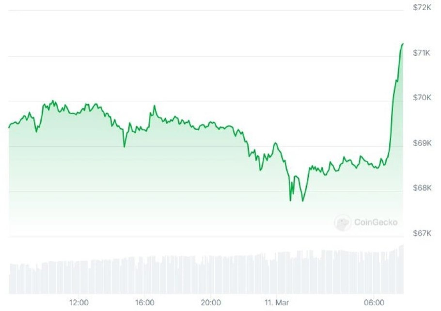 Η ξέφρενη πορεία του bitcoin το τελευταίο 24ωρο © CoinGecko