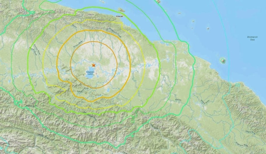 Σεισμός 6,9 Ρίχτερ στην Παπούα Νέα Γουινέα © USGS / Screenshot
