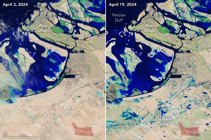 Φωτογραφίες από το Ντουμπάι, πριν και μετά την πλημμύρα © eoimages.gsfc.nasa.gov/images