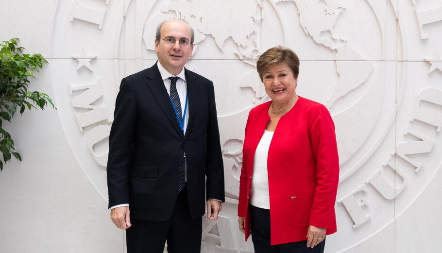 Ο Κωστής Χατζηδάκης και η επικεφαλής του ΔΝΤ, Κρισταλίνα Γκεοργκίεβα στην Ουάσινγκτον@ΔΤ