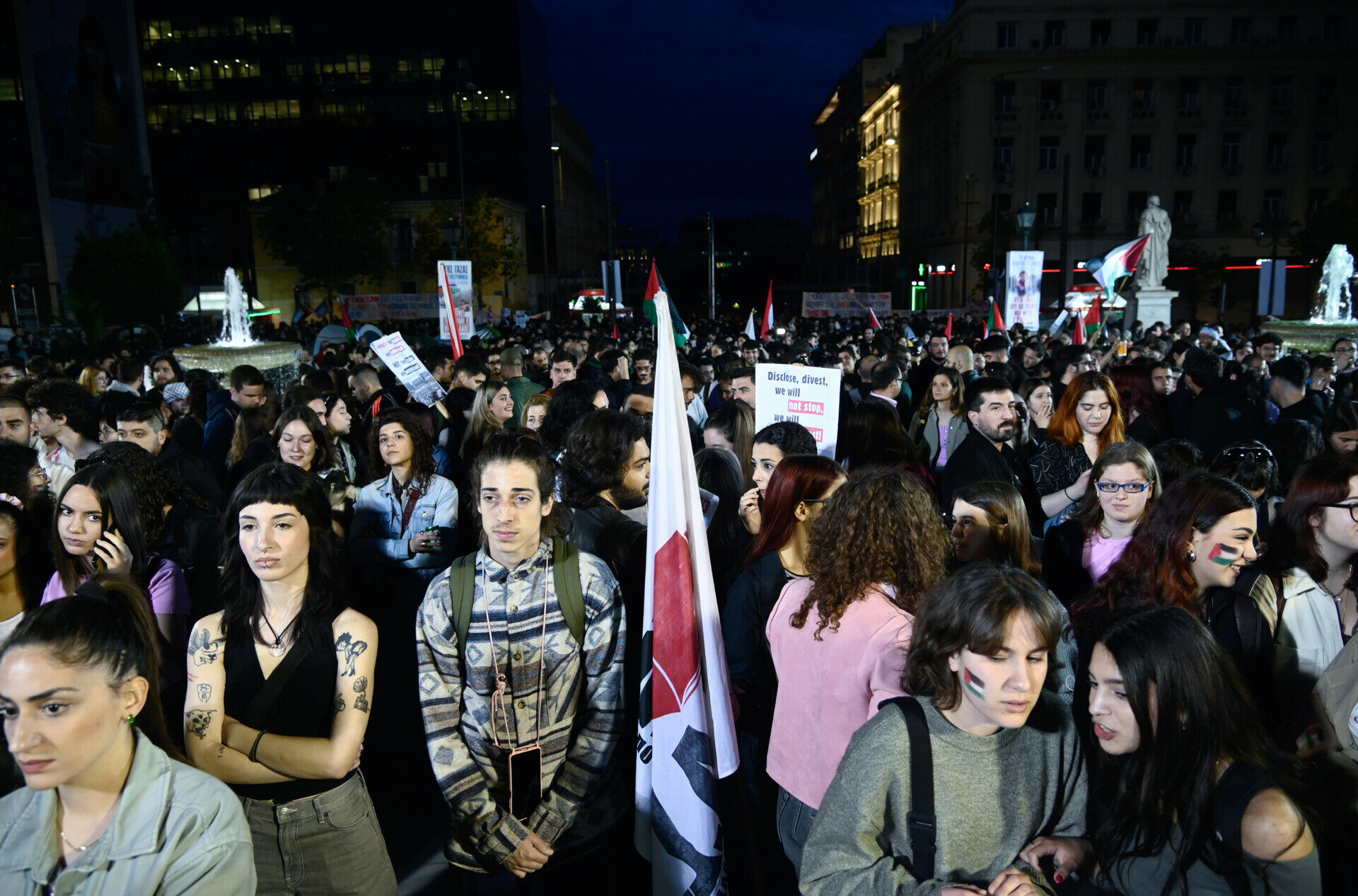Ολονυκτία φοιτητών στην Αθήνα για την Pαλαιστίνη © Intime