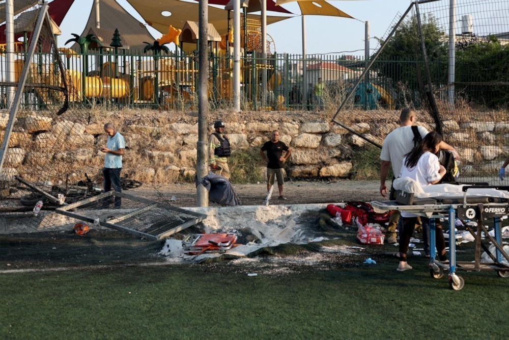 Η επίθεση στην παιδική χαρά στην περιοχή Δρούζοι, Majdal Shams, στα προσαρτημένα Υψίπεδα του Γκολάν@ EPA/ATEF SAFADI