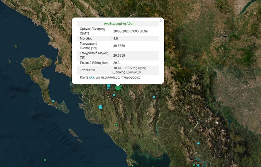 Απανωτοί σεισμοί στα Ιωάννινα