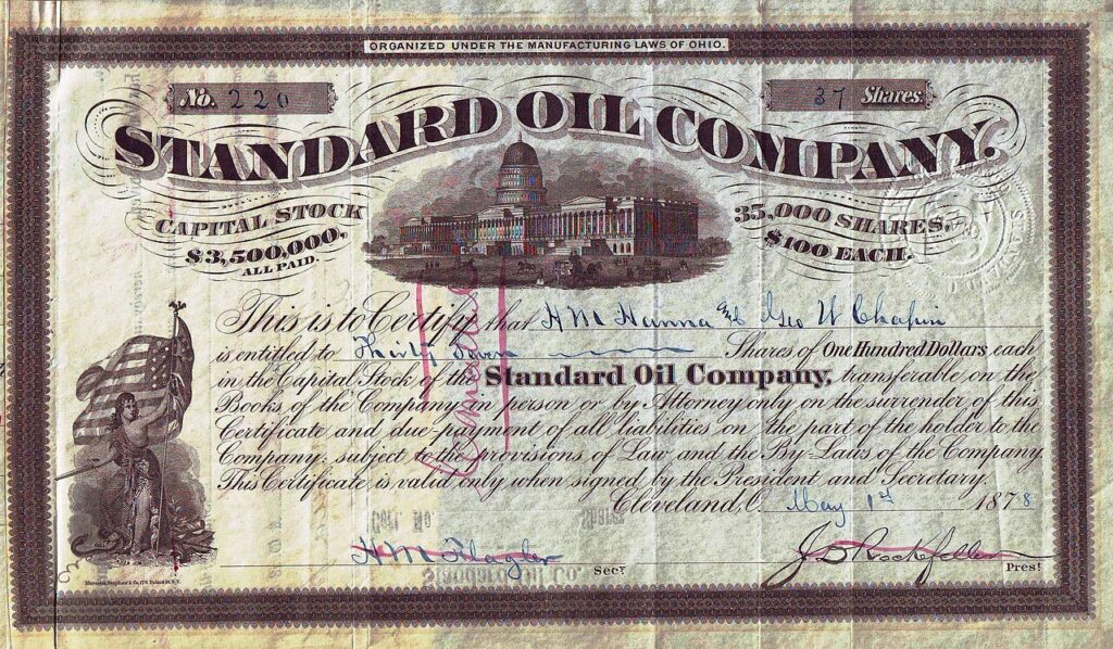 Μετοχή της Standard Oil την εποχή που ο Ροκφέλερ έγινε ο 1ος δισεκατομμυριούχος