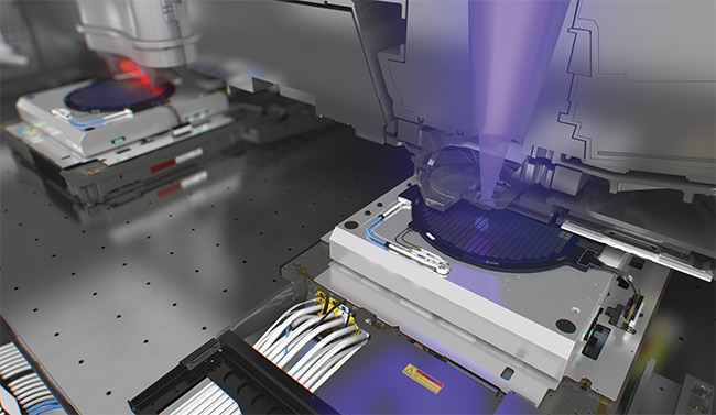 Απεικόνιση μηχανής λιθογραφίας EUV της ASML. 
