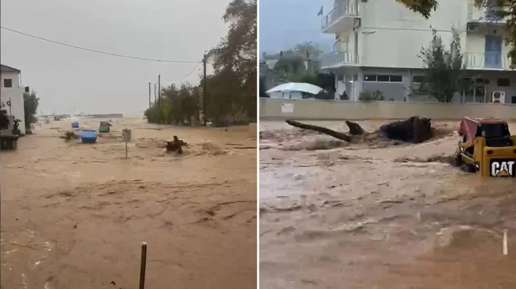 Μεγάλες πλημμύρες σε νότιο Πήλιο και Σκιάθο από την κακοκαιρία – Μήνυμα του 112